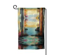 Drapeau de décoration de cour unique - Design personnalisé pour le printemps et le jardin, drapeaux d'extérieur double face en polyester durable pour cour, porche et patio Une rivière vibrante Taille