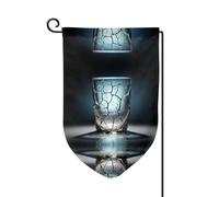 Drapeau de décoration de cour unique - Design personnalisé pour le printemps et le jardin, drapeaux d'extérieur double face en polyester durable pour cour, porche et patio fissuré tasse taille unique