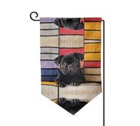 Drapeau de décoration de cour unique - Design personnalisé pour le printemps et le jardin, drapeaux d'extérieur double face en polyester durable pour cour, porche et patio mignon petit chien noir