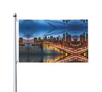 Drapeau de décoration de fête avec œillets pour intérieur et extérieur Motif paysage de New York 0,9 x 1,5 m