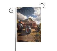 Drapeau de décoration de jardin de 30,5 x 45,7 cm, drapeau de jardin à suspendre, petit drapeau de jardin, tracteur rouge, drapeau d'extérieur de Noël