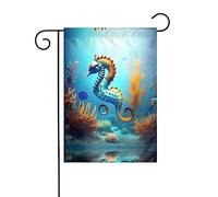 Drapeau de décoration de jardin de 30,5 x 45,7 cm, drapeau de jardin à suspendre, petit drapeau de jardin, drapeau de jardin, hippocampe de corail pour fond marin, hiver, Noël