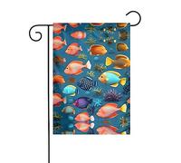Drapeau de décoration de jardin de 30,5 x 45,7 cm, drapeau de jardin à suspendre, petit drapeau de jardin, drapeau de récif sous-marin, poisson d'hiver, Noël