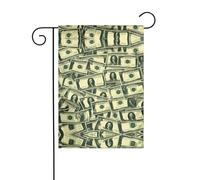 Drapeau de décoration de jardin de 30,5 x 45,7 cm, drapeau de jardin à suspendre, petit drapeau de jardin, beaucoup de dollars de dessin animé, drapeau de Noël en plein air