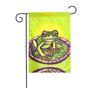Drapeau de décoration de jardin de 30,5 x 45,7 cm, petit drapeau de jardin, grenouille dans un étang, drapeau d'extérieur de Noël d'hiver