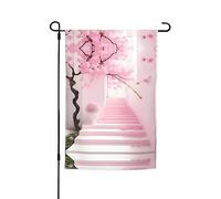 Drapeau de décoration de jardin en fleur de cerisier rose, 30,5 x 45,7 cm, 100 % fibre de polyester, tissu épais, universel pour toutes les saisons