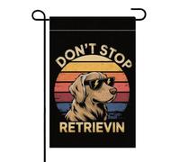 Drapeau de décoration de jardin équipé d'un mât saison drapeau de cour de | 1 drapeau de jardin. 1 x équipé d'un mât de 30 x 45 cm vintage « Don't Stop Retrieving Happy Retriever » pour les amoureux