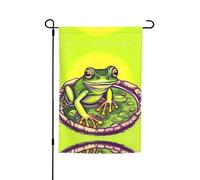 Drapeau de décoration de jardin grenouille dans un étang 30,5 x 45,7 cm, 100 % fibre de polyester, tissu épais, universel pour toutes les saisons