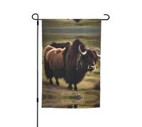 Drapeau de décoration de jardin Mighty Highland Yak 30,5 x 45,7 cm, 100 % fibre de polyester, tissu épais, universel pour toutes les saisons