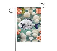 Drapeau de décoration d'extérieur en forme de poisson tropical blanc, petit drapeau de jardin, drapeau de Noël d'hiver 30,5 x 45,7 cm