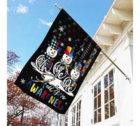 Drapeau De Décoration Double Face Drapeaux De Pirate Durable Jardin Signe Décoration Pour Pelouse Balcon Extérieure Sensibilisation À L'Autisme Foi Espoir Amour Bonhomme De Neige De Noël S