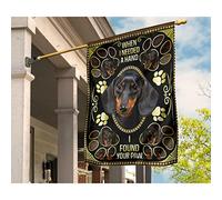 Drapeau De Décoration Double Face Drapeaux De Pirate Supérieure Drapeau De Jardin Décoration Pour Balcon Porche Extérieure Teckel Noir Et Feu Quand J'Avais Besoin D'Aide, J'Ai Trouvé Ta Patte S