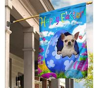 Drapeau De Décoration Drapeaux De Pirate Supérieure Jardin Signe Chihuahua Dans Un Œuf Fleuri Bleu - Pâques ! Adorable Décoration De Jardin, Cadeau Pour Les Mamans De Chihuahuas. M