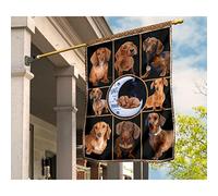 Drapeau De Décoration Drôle Drapeaux De Vacances Durable Drapeaux De Pirate Décoration Pour Extérieure Porche Patio Teckel Chien De Compagnie Teckel Lune Je T'Aime Jusqu'À La Lune Et Retour S