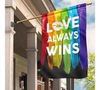 Drapeau De Décoration Drôle Jardin Signe Drapeaux De Vacances Décoration Pour Pelouse Balcon L'Amour Triomphe Toujours. Aquarelle. Mois Des Fiertés Lgbt. Arc-En-Ciel. Couple Intersexué. S