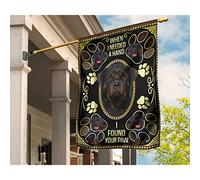 Drapeau De Décoration Drôle Jardin Signe Supérieure Drapeau De Jardin Décoration Pour Extérieure Patio Balcon Rottweiler Noir Et Feu Quand J'Avais Besoin D'Aide, J'Ai Trouvé Ta Patte S