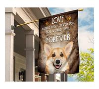 Drapeau De Décoration Durable Jardin Signe Drapeaux De Vacances Décoration Pour Balcon Visage De Corgi Classique Avec Des Papillons. L'Amour Pourrait Te Sauver. Tu Aurais Vécu Pour Toujours. S