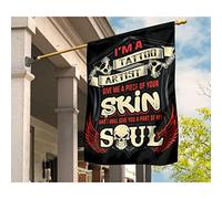 Drapeau De Décoration Ésistantes À La Décoloration Drapeaux De Vacances Durable Drapeau De Jardin Décoration Pour Patio Porche Maison Tatoueur Un Morceau De Ta Peau Une Partie De Mon Âme Rétro S