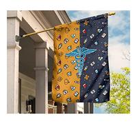 Drapeau De Décoration Ésistantes À La Décoloration Jardin Signe Drôle Drapeaux De Vacances Décoration Pour Pelouse Porche Caducée, Symbole Médical Infirmier, En Caractères D'Imprimerie Médicale S