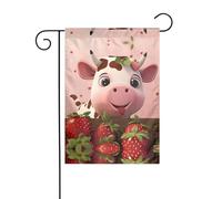 Drapeau de décoration extérieure avec vaches et fraises, drapeau de jardin à suspendre, petit drapeau de jardin, drapeau de Noël d'hiver 30,5 x 45,7 cm