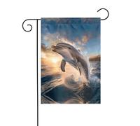 Drapeau de décoration extérieure en forme de dauphin sautant - Petit drapeau de jardin - Drapeau de Noël d'hiver - 30,5 x 45,7 cm