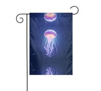 Drapeau de décoration extérieure en forme de méduse lumineuse, drapeau de jardin à suspendre, petit drapeau de jardin, drapeau d'extérieur de Noël d'hiver 30,5 x 45,7 cm