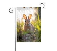 Drapeau de décoration extérieure lapin dans l'herbe, drapeau de jardin à suspendre, petit drapeau de jardin, drapeau de Noël d'hiver extérieur 30,5 x 45,7 cm