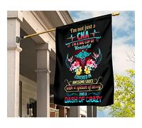 Drapeau De Décoration Jardin Signe Drapeaux De Vacances Décoration Pour Porche Balcon Patio Symbole D'Aide-Soignante Certifiée Et Fleurs Je Suis Une Grande Tasse De Merveilleux M