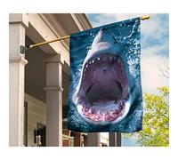 Drapeau De Décoration Supérieure Drapeaux De Vacances Durable Drapeau De Jardin Décoration Pour Balcon Patio Extérieure Image Imprimée D'Une Gueule De Requin Grande Ouverte Au-Dessus De L'Océan M