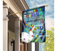 Drapeau De Décoration Supérieure Jardin Signe Durable Drapeaux De Pirate Décoration Pour Maison Balcon Éléphant Dans Ce Domaine, Nous Abordons L'Autisme, Nous Ne Nous Laissons Pas Faire. S