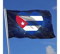 Drapeau de démonstration d'arrière-cour de maison en plein air Cuba Grand drapeau de coeur Drapeaux imprimés simples en polyester 3x5 Ft
