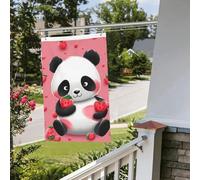 Drapeau de dessin animé fraise panda 61 x 91 cm pour extérieur intérieur printemps été automne hiver drapeaux de jardin avec œillets verticaux double face pour décorations de cour