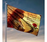 Drapeau de dortoir universitaire Un chevalier en armure tient une rose rouge. Drapeau décorations extérieures pour cour College Dorm Drapeaux (152 x 244 cm)