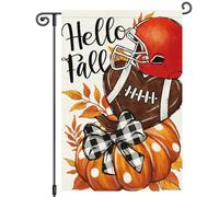 Drapeau De Festival Bonjour L'Automne Casque De Football Citrouille Plaid Amour Coeur 30X45Cm Drapeaux De Jardin Résistant Imprimé Bannière Cour Pour Clubs Intérieure Dortoirs