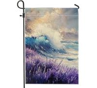 Drapeau De Festival Fleur D'Écume De Mer Bleue Ocean Wave 30X45Cm Drapeau Maison Avec Œillets Résistant Bannières Pour Chambres Vacances Événement