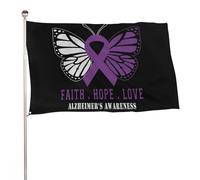 Drapeau de fête extérieur grand format sur le thème de la sensibilisation à la maladie d'Alzheimer avec des papillons, 152 x 244 cm (5 x 8 pi)