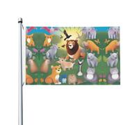 Drapeau de fête imprimé animaux des Lumières 0,9 x 1,5 m Bannière festive avec œillets Convient pour les fêtes et le camping