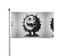 Drapeau de fête imprimé avec illustrations étranges de 0,9 x 1,5 m, bannière festive avec œillets, convient pour les fêtes et le camping