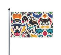 Drapeau de fête imprimé du monde des dinosaures 0,9 x 1,5 m Bannière festive avec œillets Convient pour les fêtes et le camping