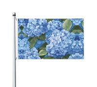 Drapeau de fête imprimé fleur bleue 9,5 x 1,5 m Bannière festive avec œillets Convient pour les fêtes et le camping