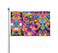 Drapeau de fête imprimé graffiti 0,9 x 1,5 m Bannière festive avec œillets Convient pour les fêtes et le camping