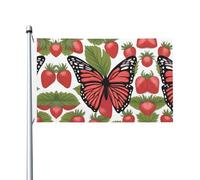 Drapeau de fête imprimé papillon sur fraise 9,5 x 1,5 m Bannière festive avec œillets Convient pour les fêtes et le camping