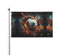 Drapeau de fête imprimé pétard football 0,9 x 1,5 m Bannière festive avec œillets Convient pour les fêtes et le camping