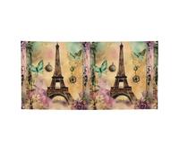 Drapeau de fête imprimé Tour Eiffel de Paris à suspendre, bannière décorative résistante aux intempéries pour une utilisation romantique de vacances