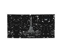 Drapeau de fête imprimé Tour Eiffel de Paris de nuit, bannière colorée idéale pour les bars dans le jardin et les réunions entre amis