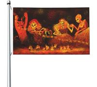 Drapeau de fête « Joyous Dancing At Day of the Dead » - 9,1 x 1,5 m - En polyester - Double face - Pour cour, pelouse, porche, balcon, décoration d'intérieur