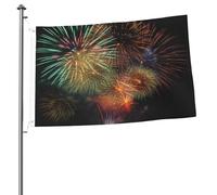 Drapeau de feu d'artifice double face avec œillets en laiton - Ne se décolore pas - Pour intérieur ou extérieur