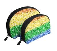 Drapeau de fierté LGBT Scintillant Scintillant, Trousse de Maquillage Coquille Femme Petit Porte-Monnaie Trousse de Toilette Trousse à cosmétiques 2 pièces