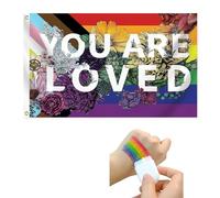 Drapeau de fierté LGBTQ double face de 0,9 x 1,5 m, décorations arc-en-ciel pour intérieur et extérieur, fournitures de fête gay Love avec œillets en laiton pour jardin, pelouse, cour, décoration de
