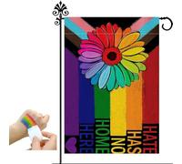Drapeau de fierté « Love Wins » - Petit drapeau décoratif de jardin - LGBTQ - Cœurs - Pelouse - Décoration d'extérieur - Double face - 30,5 x 45,7 cm (F)